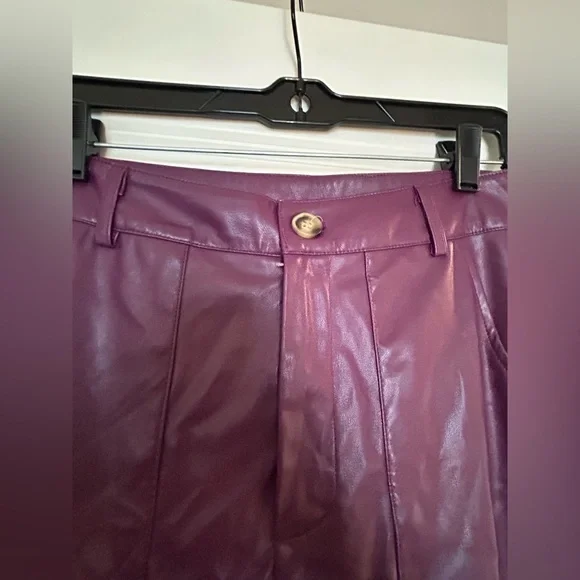 Cider Faux Leather plum merlot wine Purple Straight Leg Pants M hippie rock boho - Picture 7 of 10